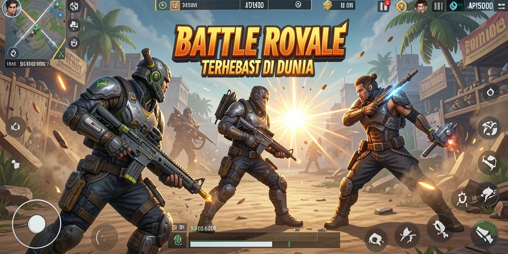 Tangkapan layar permainan API5000 menunjukkan aksi seru Battle Royale.
