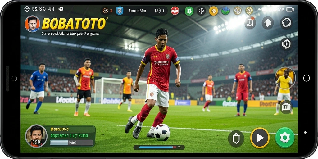 Screenshot BOBATOTO menampilkan pemain sedang beraksi di lapangan sepak bola.