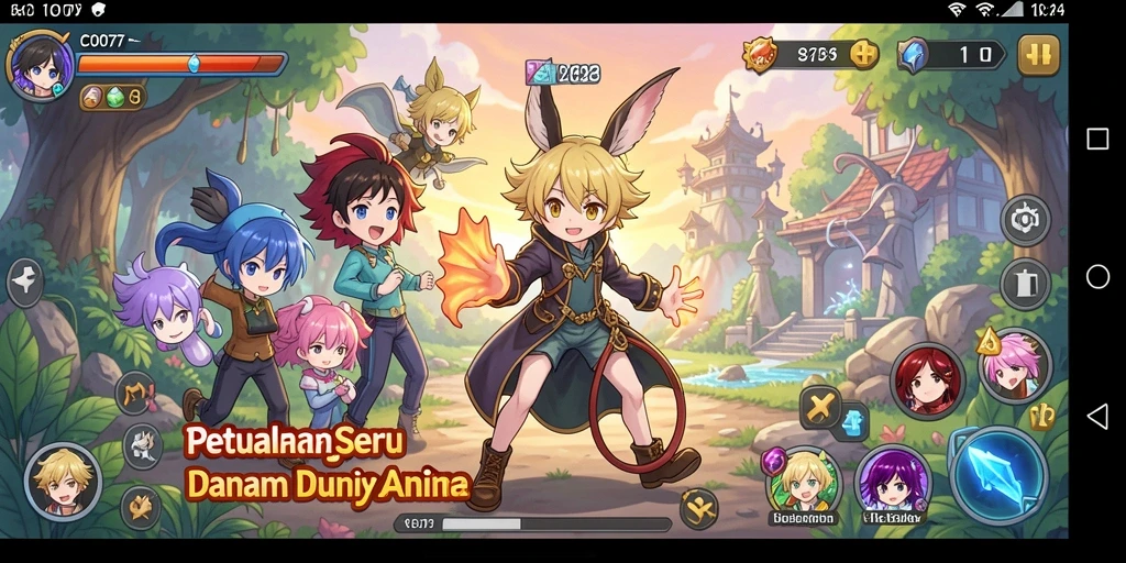 Tampilan gameplay C0077 yang penuh aksi dan warna.