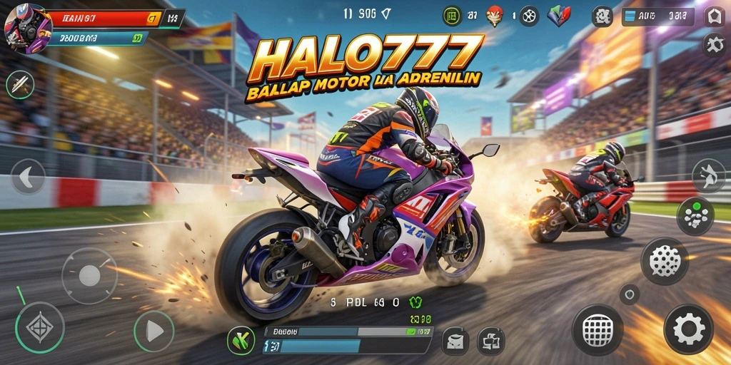 Tampilan mendebarkan dari gameplay balap motor HALO777.
