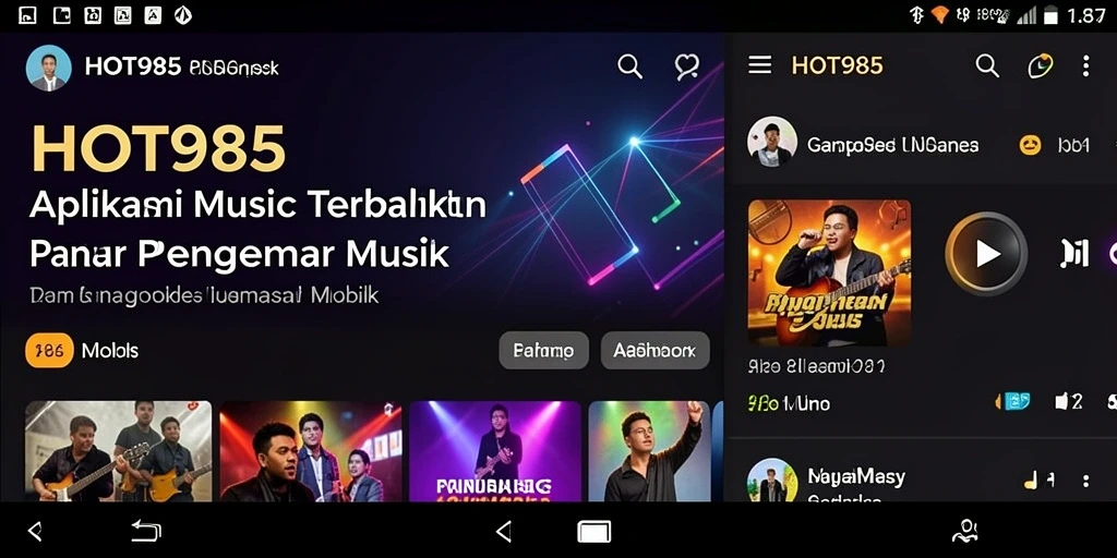 Tampilan menarik dari gameplay aplikasi musik HOT985.