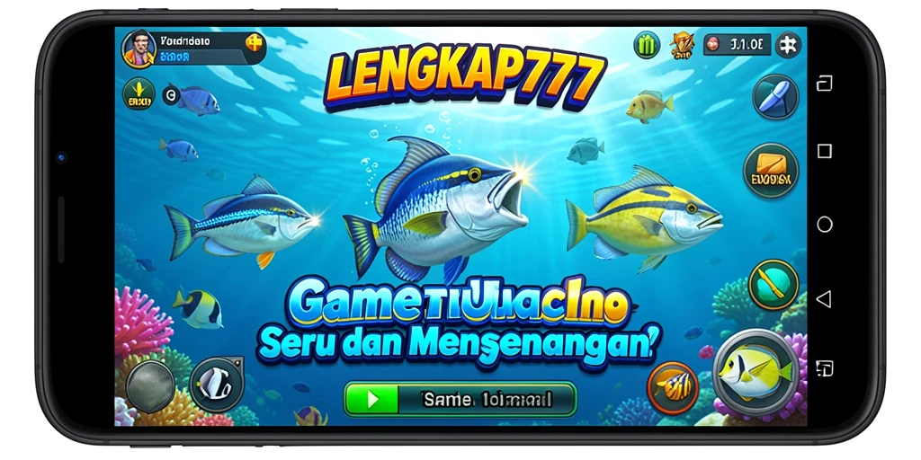 Tampilan gameplay seru di LENGKAP777 dengan aksi Tembak Ikan.