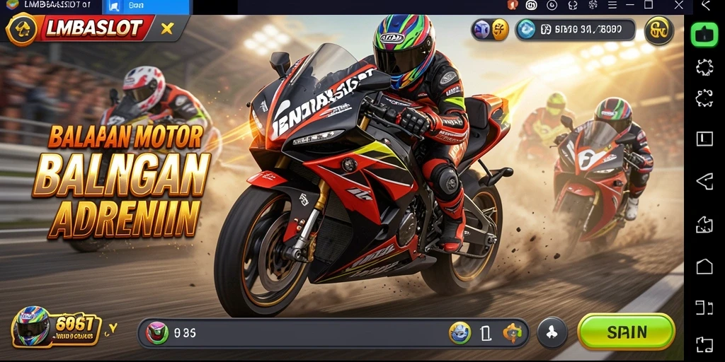 Tampilan gameplay seru dari LMBASLOT dengan aksi balapan motor.