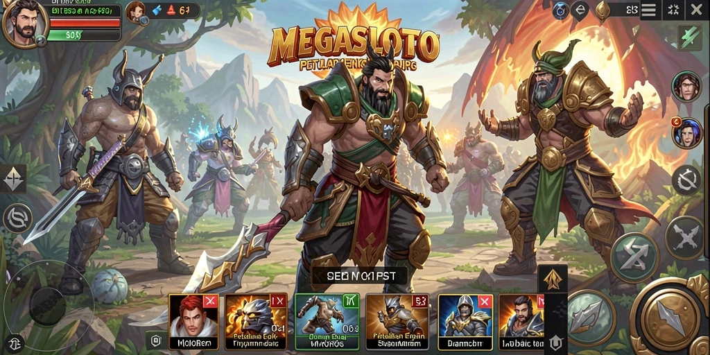 Tangkapan layar menunjukkan aksi petualangan seru dalam MEGASLOTO.