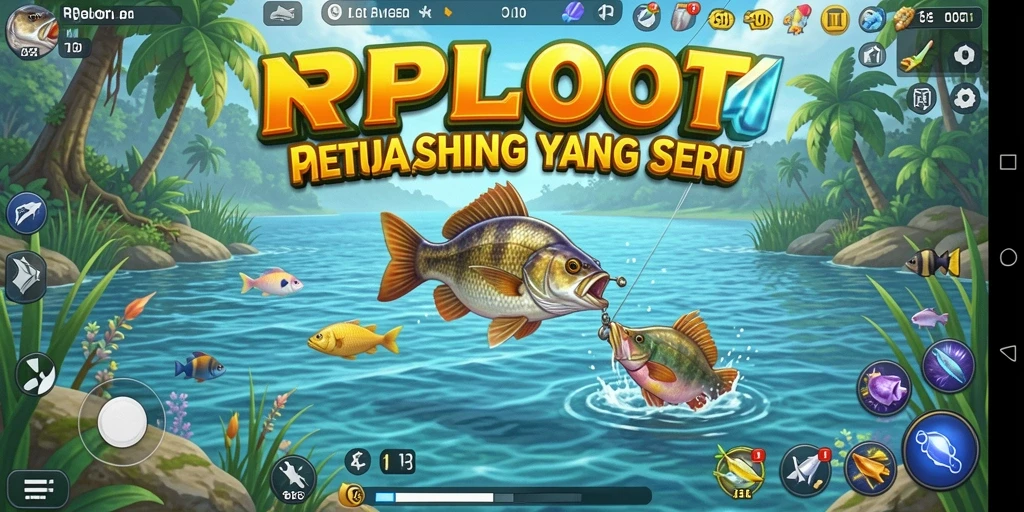 Screenshot utama RPLOOT menampilkan aksi memancing yang seru.