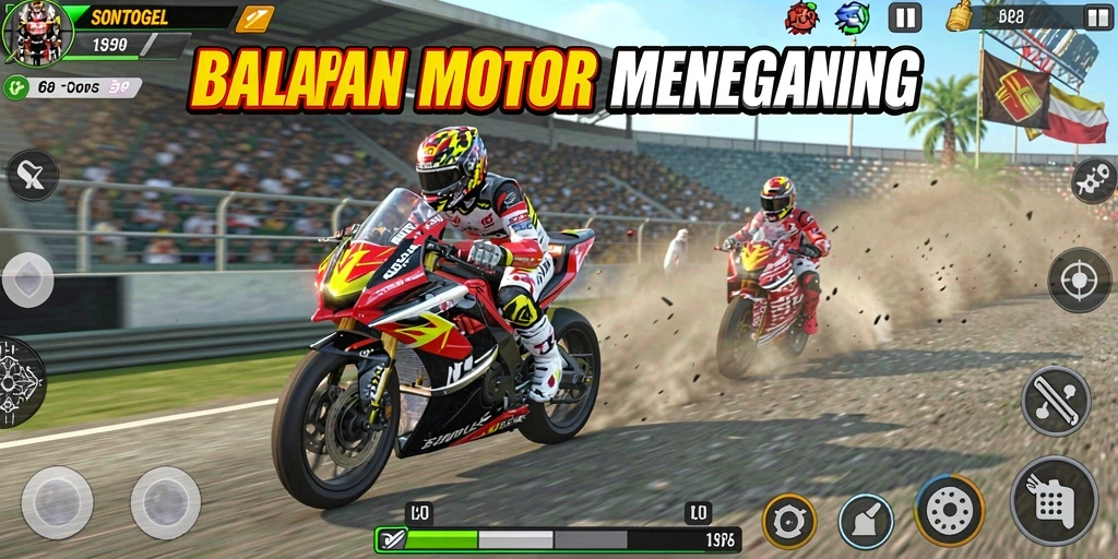 Gameplay menegangkan SONTOGEL di lintasan balap motor.