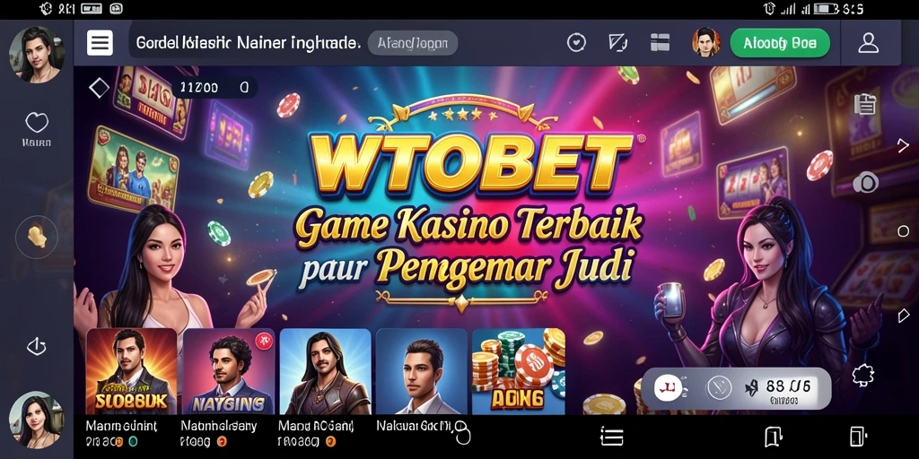 Screenshot utama WTOBET menunjukkan gameplay Kasino yang menarik dan interaktif.