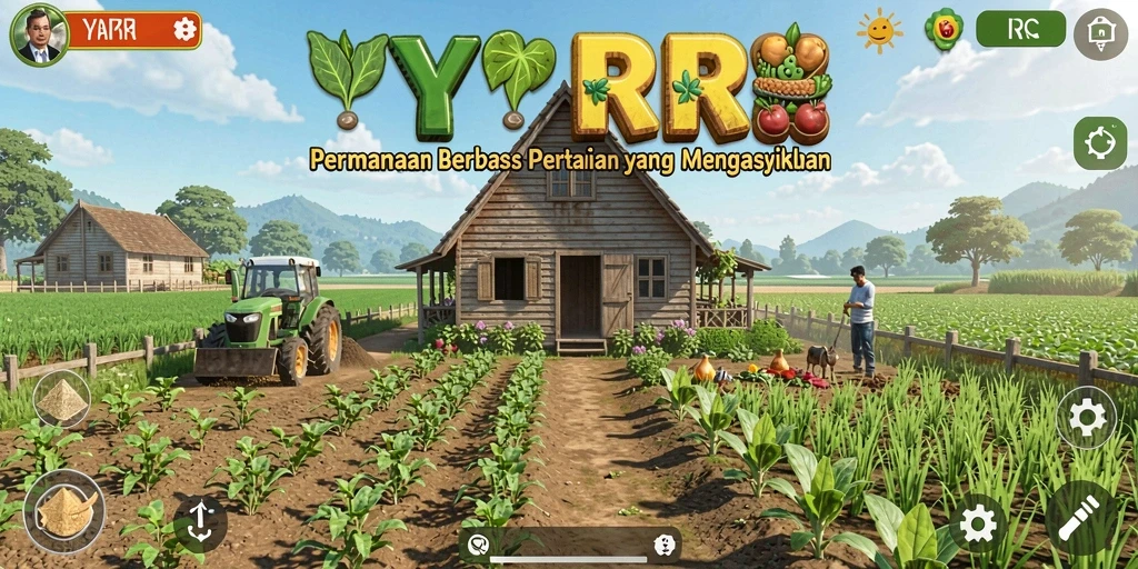 Gameplay YYRR yang menampilkan aktivitas pertanian yang seru dan interaktif.